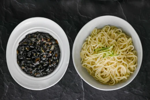 Jajangmyeon (zhajiang mian) — wheat noodles with black bean sauce at North China, Houston