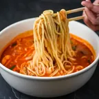 Jjamppong (chow ma mian) spicy seafood noodle soup at North China, Houston